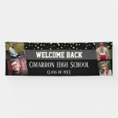 High School Reünie Foto Grijs Confetti Party Spandoek (Horizontaal)