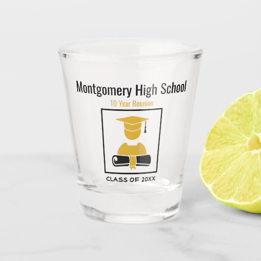 High School Reunion Custom Black Gold Shot Glas (Voorkant)