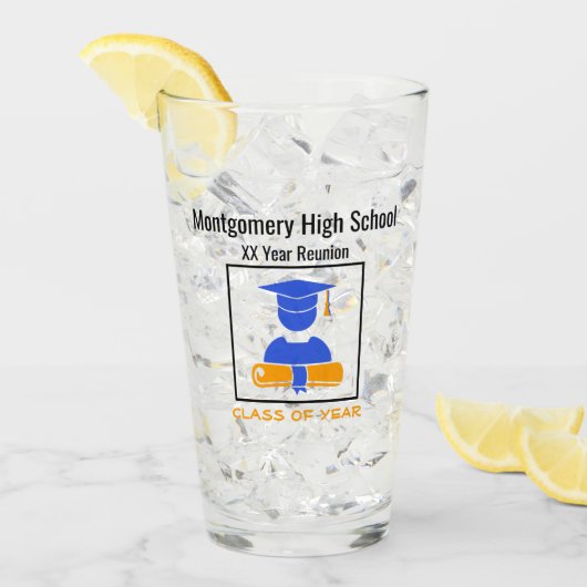 High School Reunion Custom Blue-Sinaasappel Glas (Voorkant ijs)