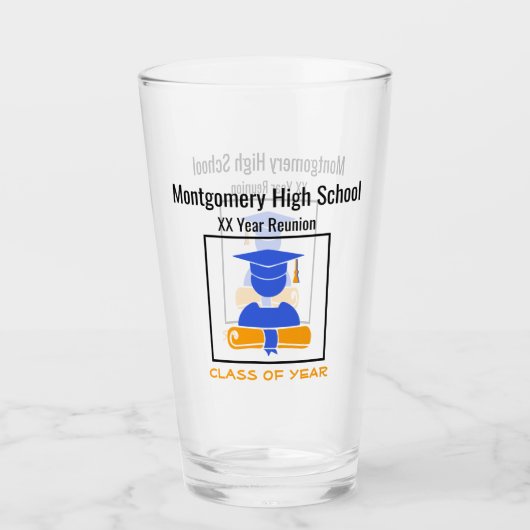 High School Reunion Custom Blue-Sinaasappel Glas (Voorkant)