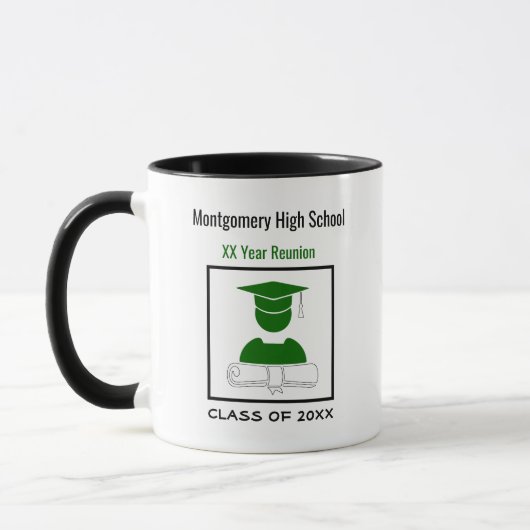High School Reunion Custom Green en White Mok (Links)