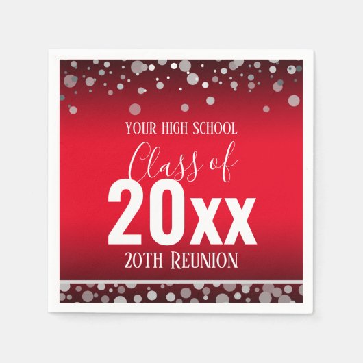 High School Reunion Elegant Confetti Red Servet (Voorkant)