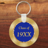 High School Reunion Favors, speciaal blauw goud Sleutelhanger (Achterkant)