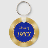 High School Reunion Favors, speciaal blauw goud Sleutelhanger (Achterkant)
