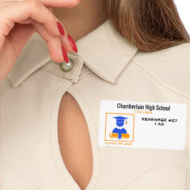 High School Reunion Paper Blue Oranje Name Tag Etiket