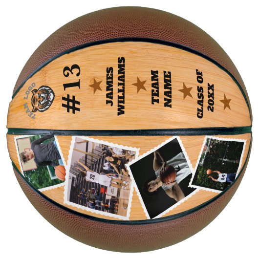 High School Senior Afstuderen met aangepaste foto' Basketbal (Voorkant)