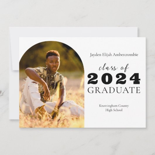 High School Senior Arch One-Photo Afstuderen Aankondiging (Voorkant)