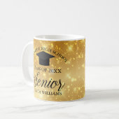 High School Senior Girl Gold Sparkle Custom 2023 Koffiemok (Voorkant links)