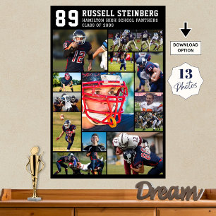 High School Sports Senior 13 Photo Collage Afstude Poster