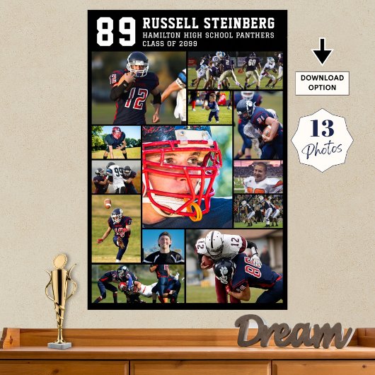 High School Sports Senior 13 Photo Collage Afstude Poster