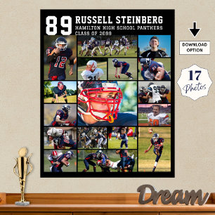 High School Sports Senior 17 Photo Collage Afstude Poster