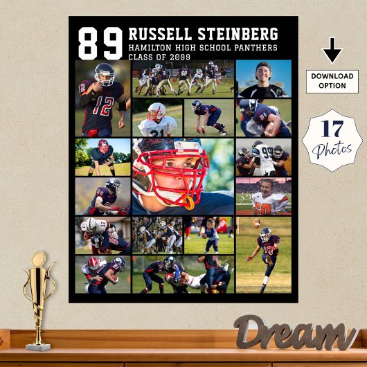 High School Sports Senior 17 Photo Collage Afstude Poster
