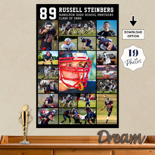 High School Sports Senior 19 Photo Collage Afstude Poster