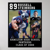 High School Sports Senior 3 Photo Collage Afstudee Poster (Voorkant)