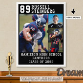 High School Sports Senior 3 Photo Collage Afstudee Poster