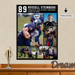 High School Sports Senior 5 Photo Collage Afstudee Poster
