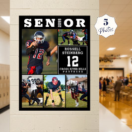 High School Sports Senior 5 Photo Collage Poster