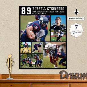 High School Sports Senior 7 Photo Collage Afstudee Poster