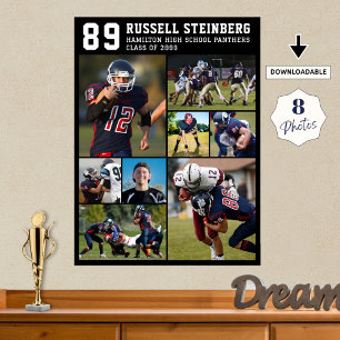 High School Sports Senior 8 Photo Collage Afstudee Poster