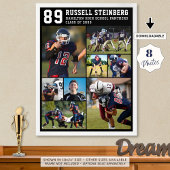 High School Sports Senior 8 Photo Collage Afstudee Poster