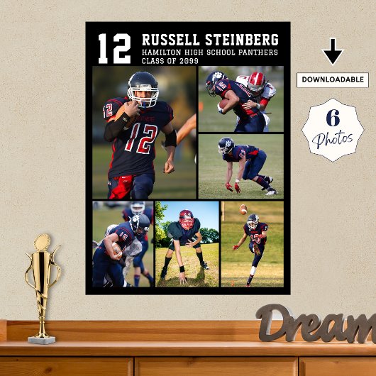 High School Sports Senior Night 6 Photo Collage Poster
