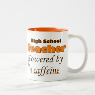 High School Teacher Powered by caffeine Tweekleurige Koffiemok