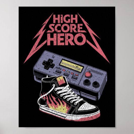 High Score Held Retro Gamen Gamer Poster (Voorkant)