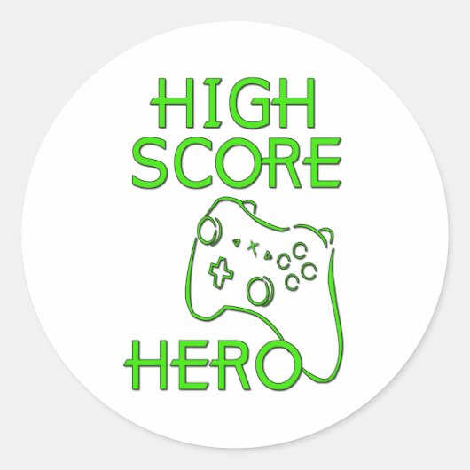 High Score Hero Ronde Sticker (Voorkant)