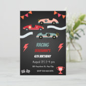 High-Speed Auto Racing Verjaardagsfeestuitnodiging Kaart (Staand voorkant)