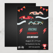High-Speed Auto Racing Verjaardagsfeestuitnodiging Kaart (Voorkant / Achterkant)