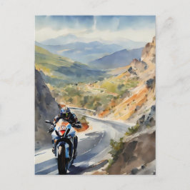 High-Speed avontuur in een levendig berglandschap Briefkaart