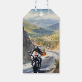 High-Speed avontuur in een levendig berglandschap Cadeaulabel