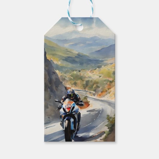 High-Speed avontuur in een levendig berglandschap Cadeaulabel (Voorkant)