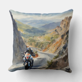 High-Speed avontuur in een levendig berglandschap Kussen