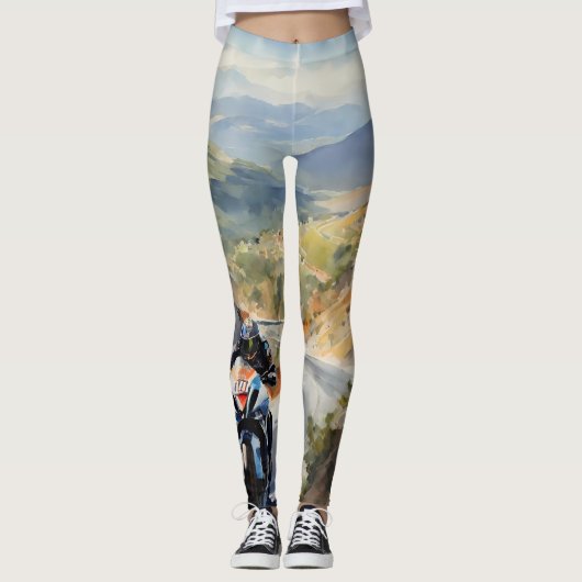 High-Speed avontuur in een levendig berglandschap Leggings (Voorkant)