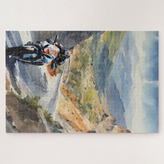 High-Speed avontuur in een levendig berglandschap Legpuzzel (Horizontaal)