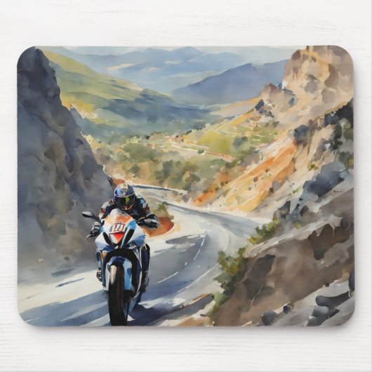 High-Speed avontuur in een levendig berglandschap Muismat (Voorkant)