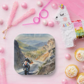 High-Speed avontuur in een levendig berglandschap Papieren Bordje (Feest)