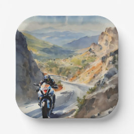 High-Speed avontuur in een levendig berglandschap Papieren Bordje