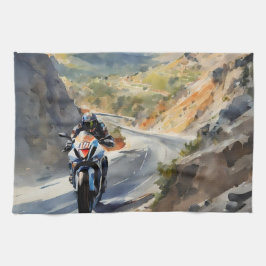 High-Speed avontuur in een levendig berglandschap Theedoek