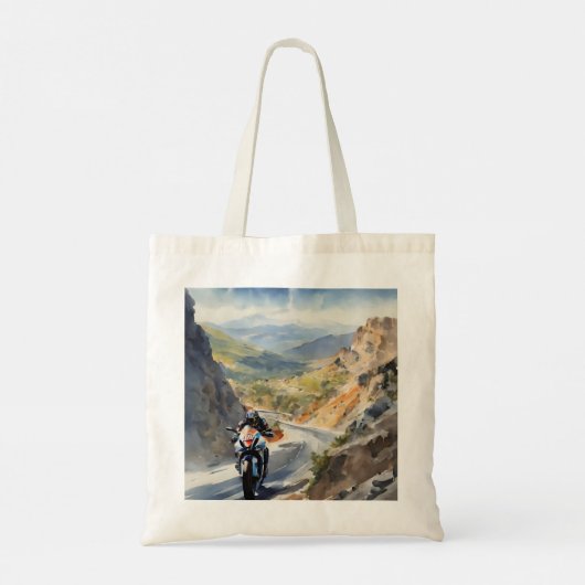 High-Speed avontuur in een levendig berglandschap Tote Bag (Achterkant)