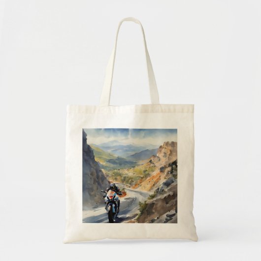 High-Speed avontuur in een levendig berglandschap Tote Bag (Voorkant)