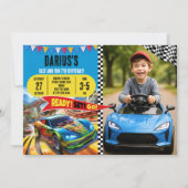 High-Speed Car Thema voor Jongensfeest met Foto Kaart (Voorkant)