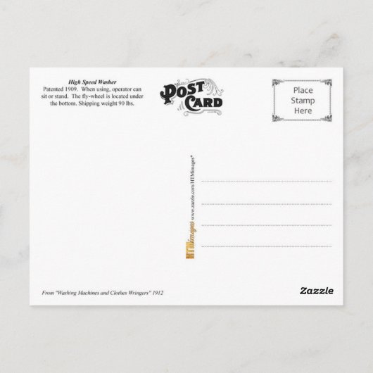  High Speed Clothes Washer Briefkaart (Achterkant)