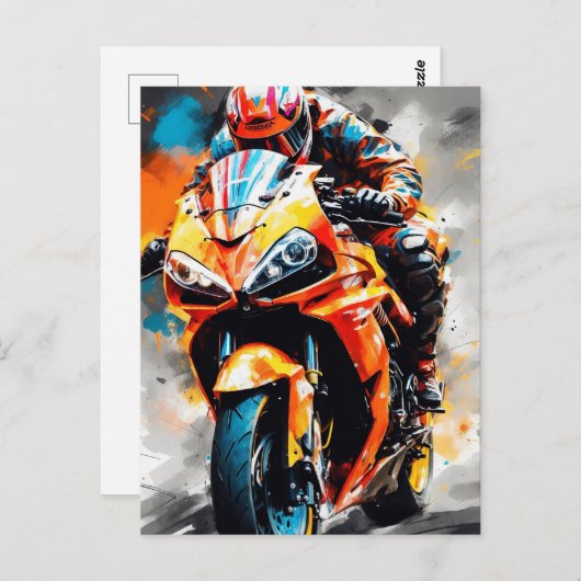 High-Speed motorrijder - vet, dynamisch Briefkaart (Voorkant / Achterkant)