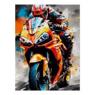 High-speed motorrijder - vet, dynamisch, Vibra Perfect Poster