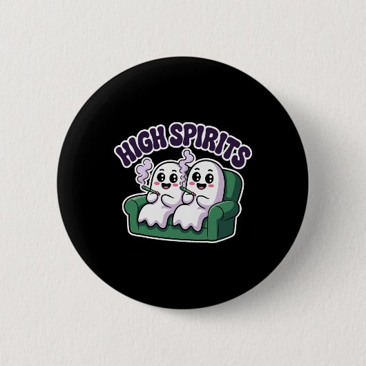 High Spirits Funny Ghost Weed Halloween Humor Ronde Button 5,7 Cm (Voorkant)