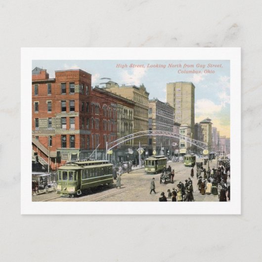 High St., Columbus, Ohio 1910 Vintage Briefkaart (Voorkant)