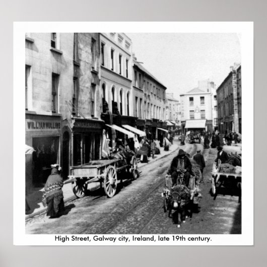 High Street Galway, Ierland, late 19th Century Poster (Voorkant)