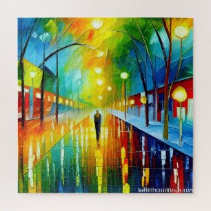 High Street na zware regen Legpuzzel